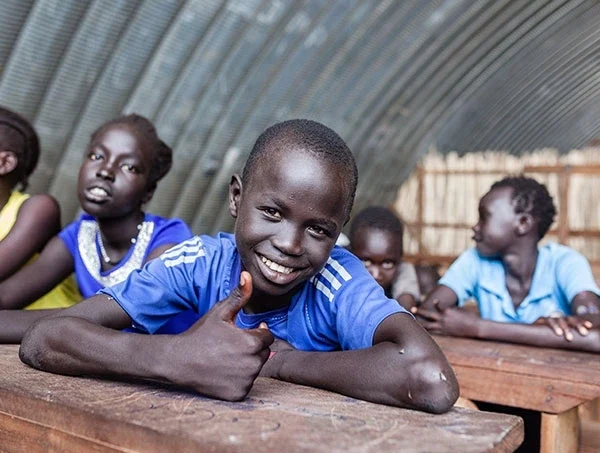 Samuel i skole i POC lejr, Juba - Sydsudan