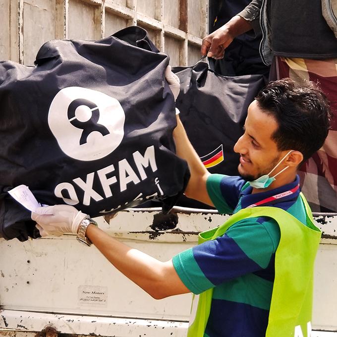Uddeling af Oxfam hygiejnepakker i Taiz, Yemen 2020