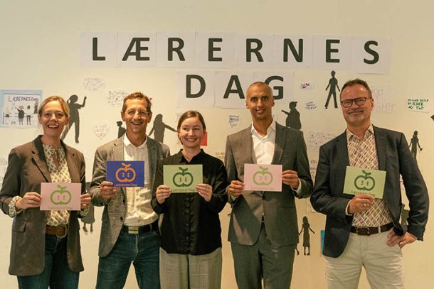 Mette Grønlund, Lars Koch, Katrine Fylking, Mattias Tesfaye, og Gordon Ørskov Madsen på Lærerens Dag.