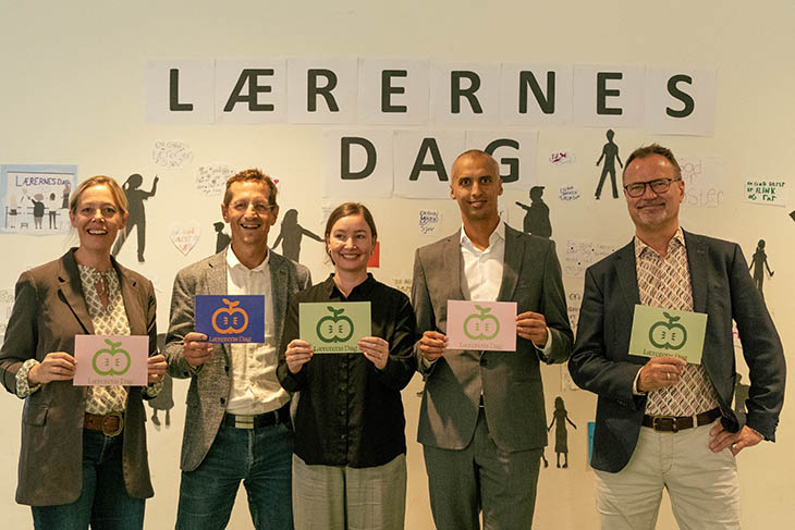 Mette Grønlund, Lars Koch, Katrine Fylking, Mattias Tesfaye, og Gordon Ørskov Madsen på Lærerens Dag.