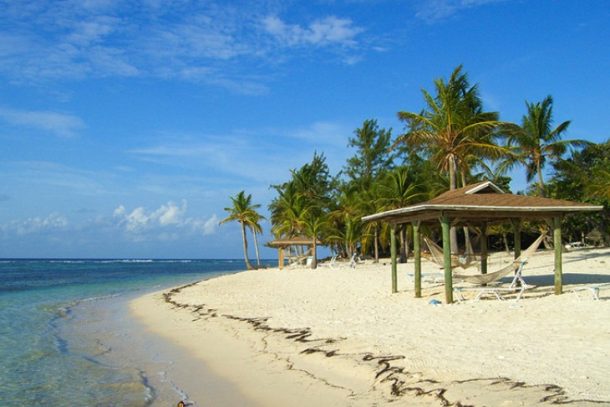 Skattely: Sandstrand med palmer