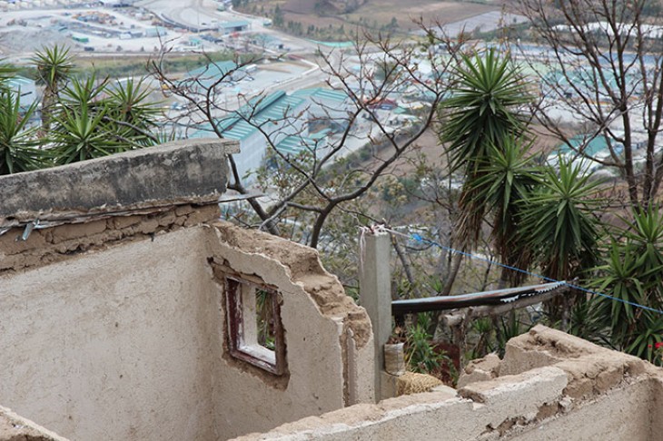 Sammenfaldne huse efter minedrift, Las Flores, Guatemala