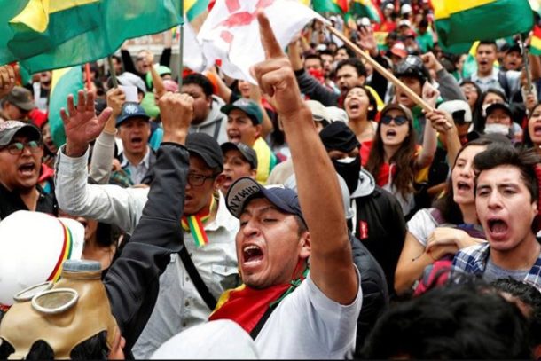 Demonstranter i Bolivia, 2019